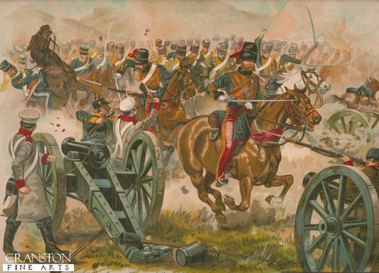 Among the Guns - Charge of the Light Brigade at Balaclava, Crimea, October 1854 by Harry Payne. [Postcard]