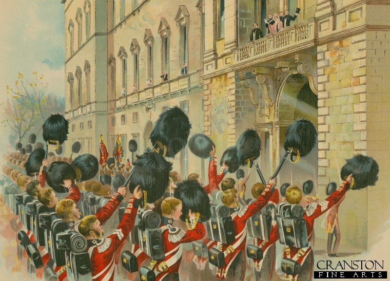 The Queen Bidding Farewell to the Guards on their Departure for the Crimea, 1854 by Harry Payne. [Postcard]