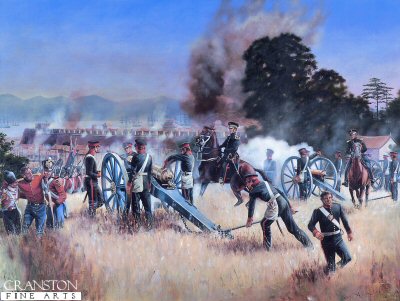 The Madras Foot Artillery at the Assault on Chin-Kiang-Foo, 21st July 1842 by David Rowlands. [print]